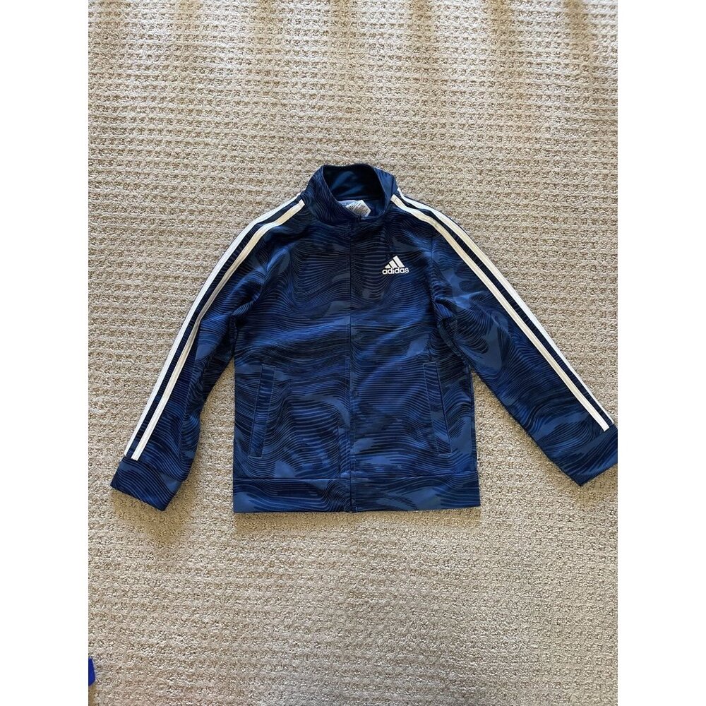 Adidas Kids CAMO TRICOT TRACK JACKET. Blue Size XS